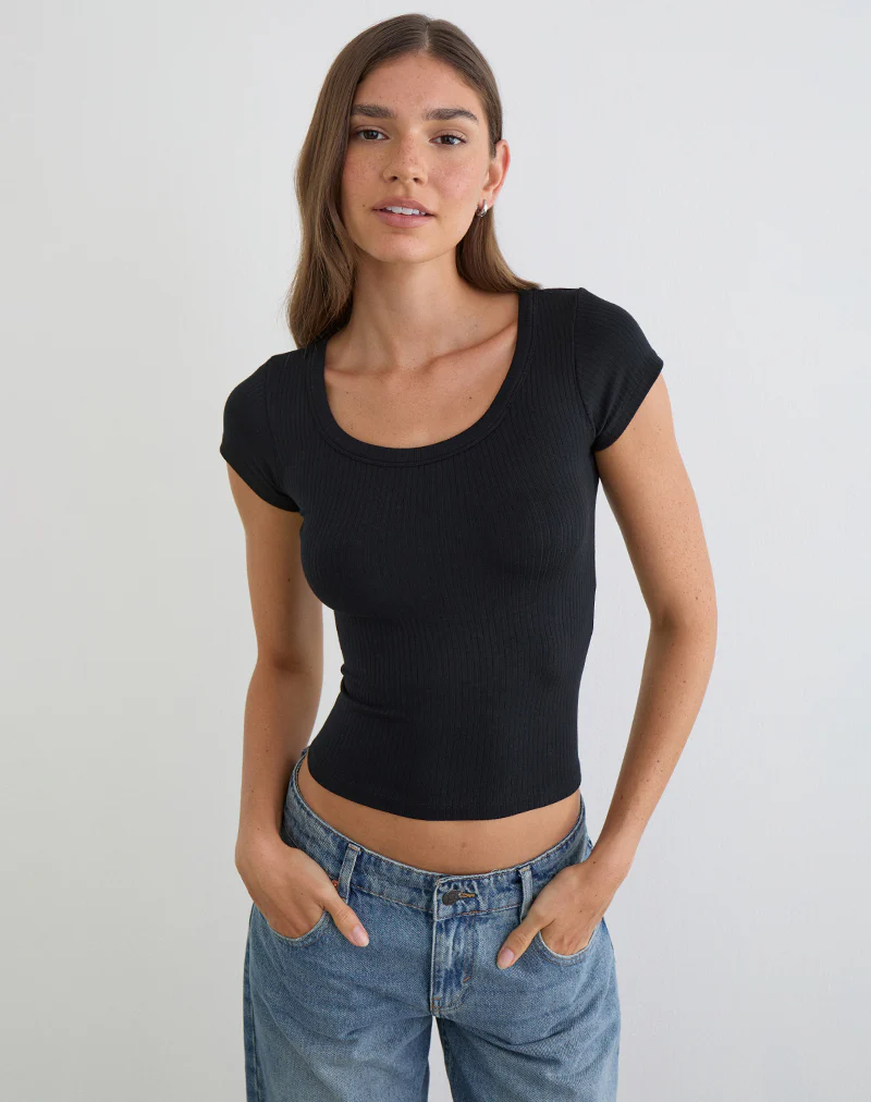 Sumala Tee in Thick Rib Black - Image 2