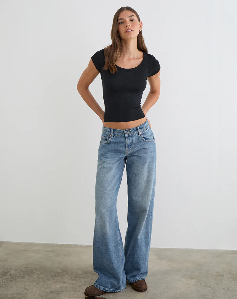 Sumala Tee in Thick Rib Black - Image 3