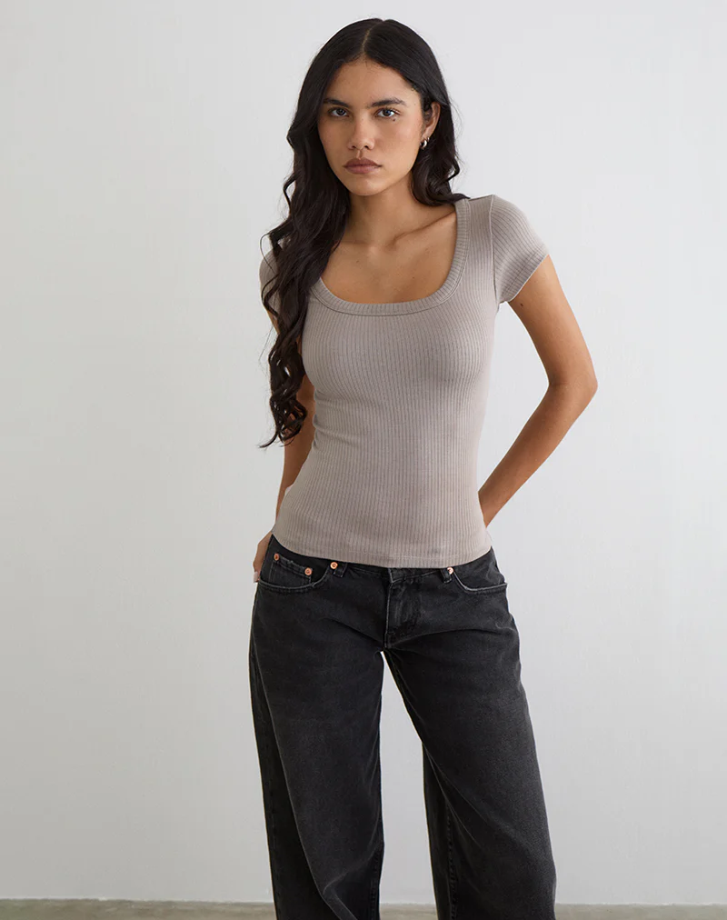 Sumala Tee in Thick Rib Moon Rock - Image 3
