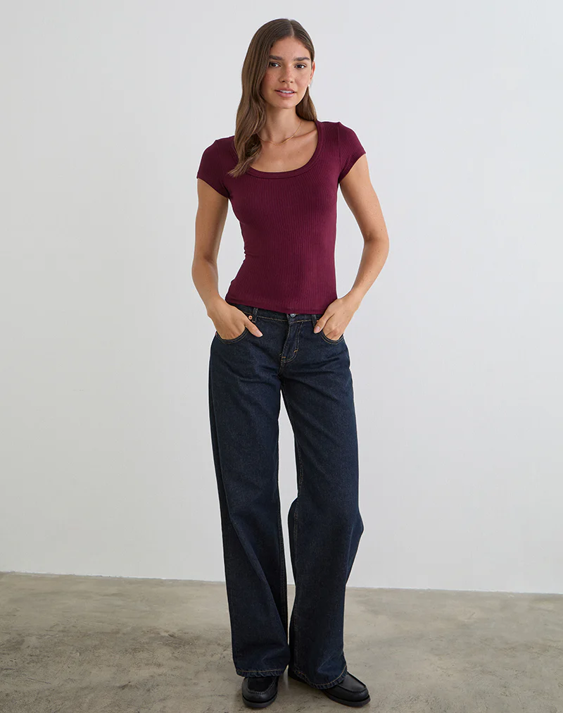 Sumala Tee in Thick Rib Wine - Image 2