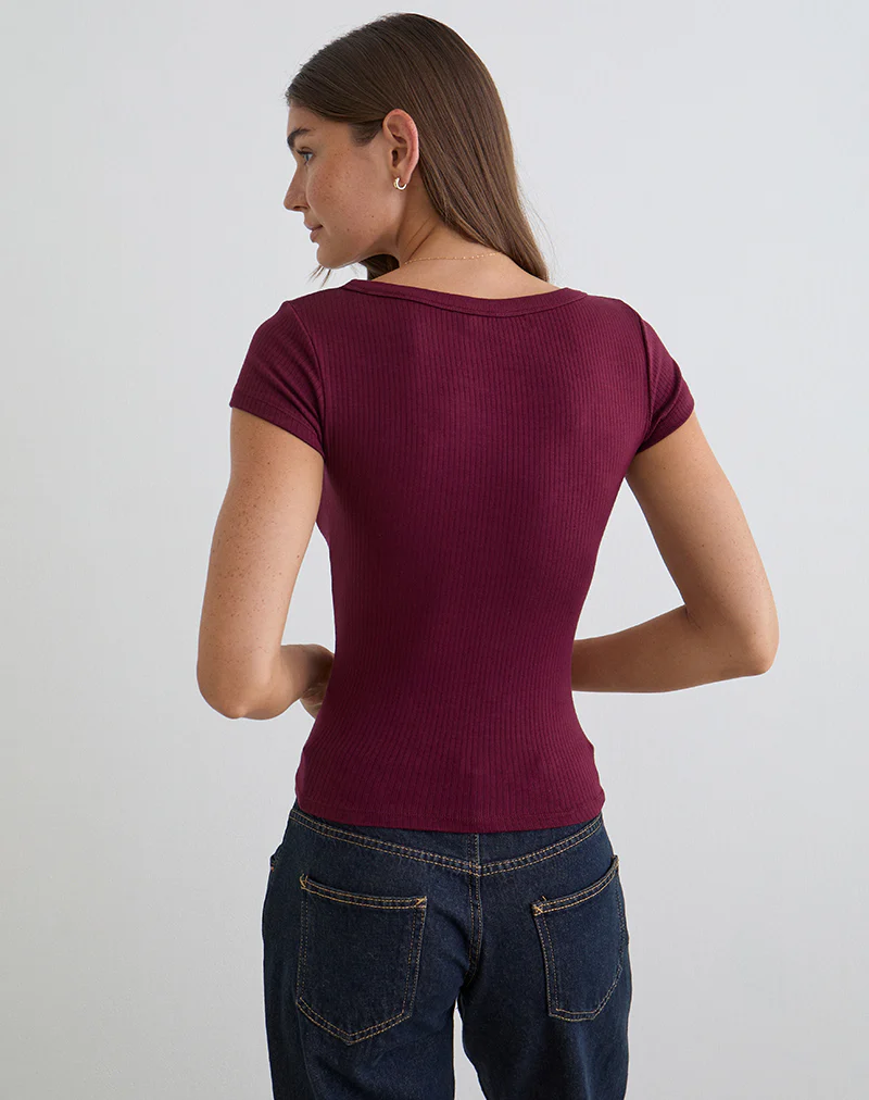 Sumala Tee in Thick Rib Wine - Image 4