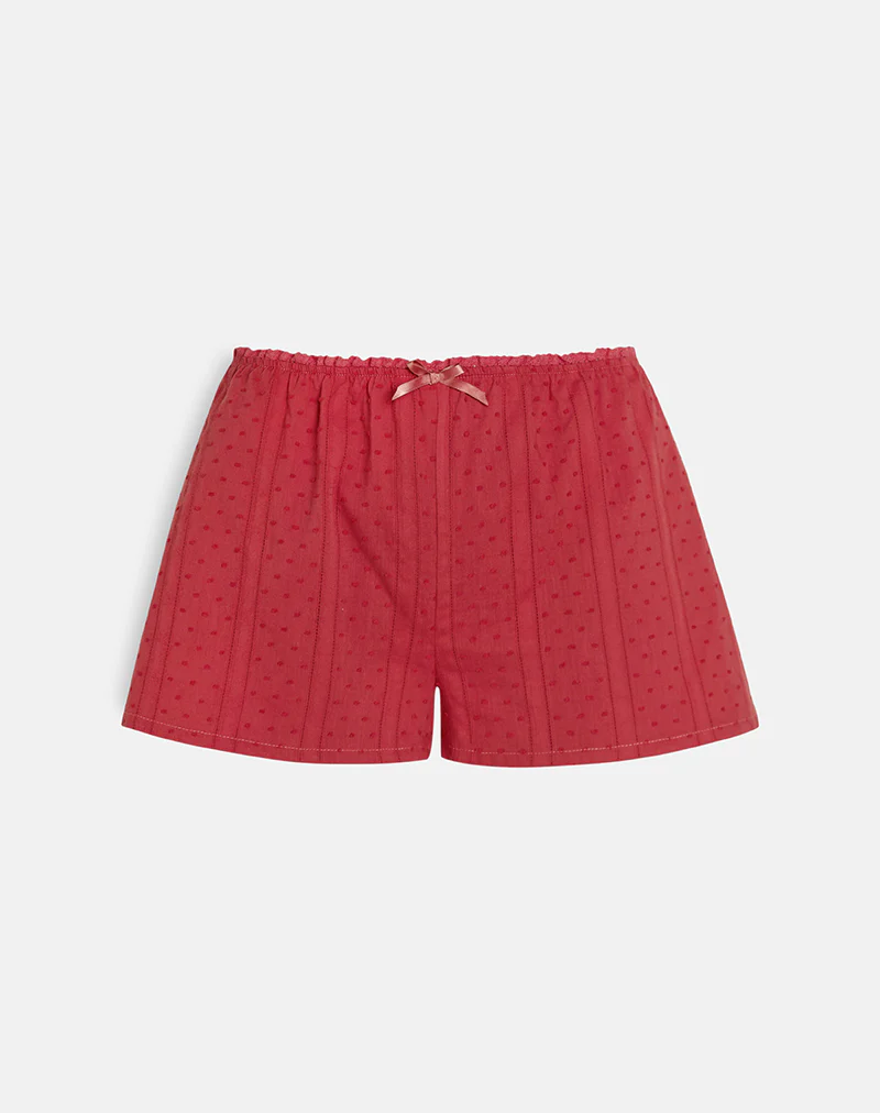 Sumi Shorts in Cotton Dobby Red - Image 4
