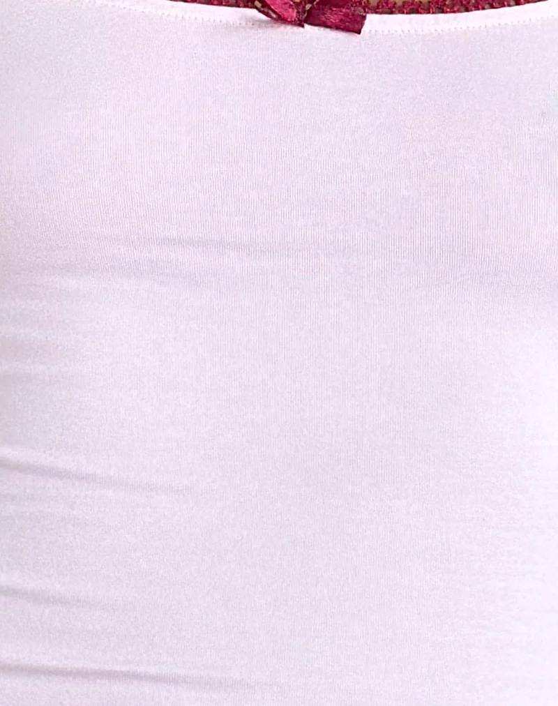 Suna Vest Top in Light Pink with Burgundy Trim - Image 5