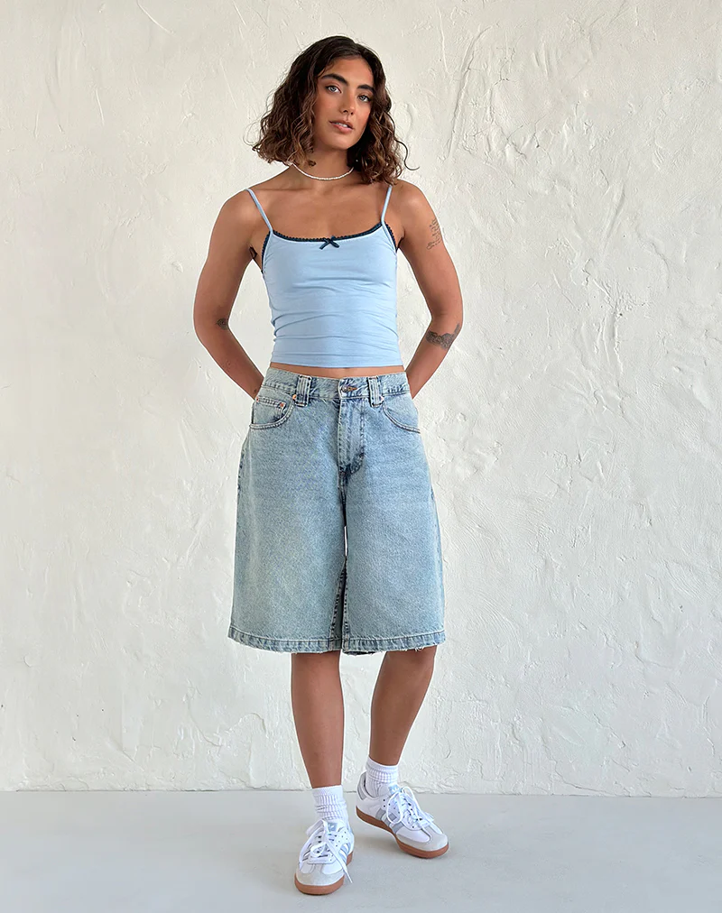 Suna Vest Top in Nantucket Blue with Mineral Blue Trim - Image 2