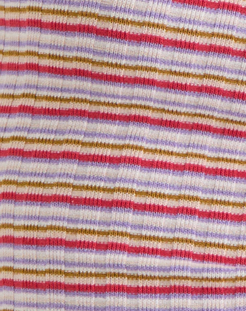 Sunala Cami Top in Stripe Rib Pink and Lilac - Image 6