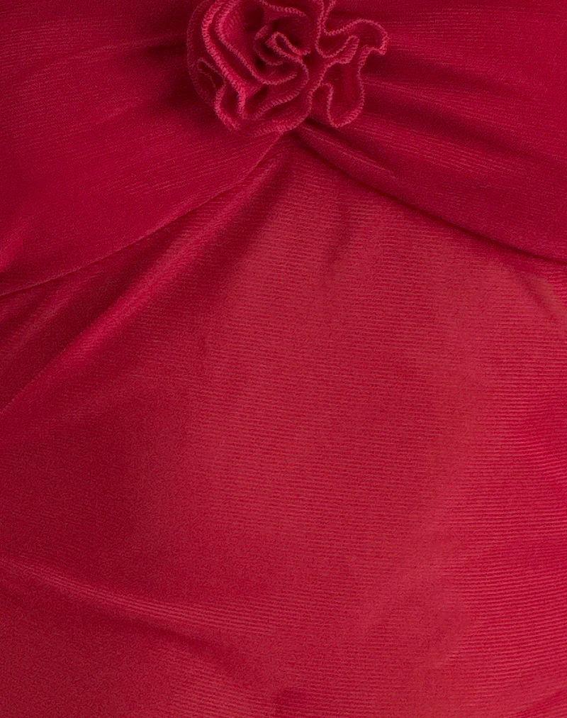 Sunniva Bandeau Top in Cherry Mesh - Image 6