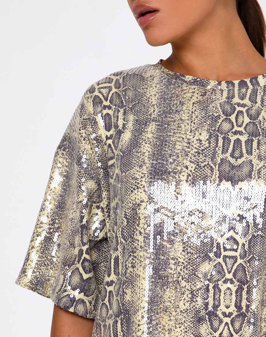 Sunny Kiss Tee in Acid Snake Clear Sequin - Image 5