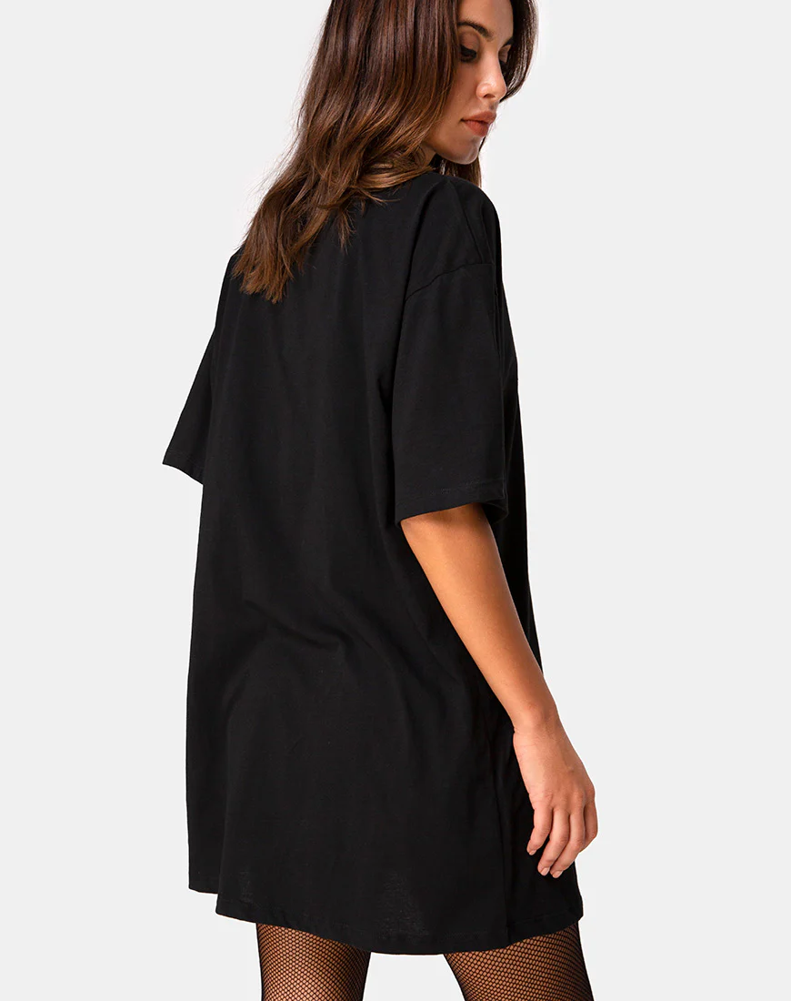 Sunny Kiss Oversize Tee in Black with Pink Tribal - Image 2