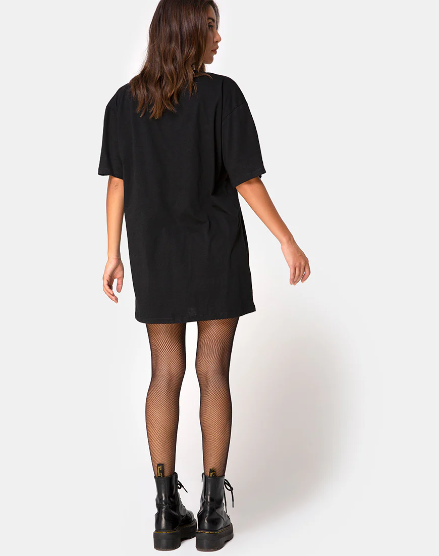 Sunny Kiss Oversize Tee in Black with Pink Tribal - Image 4