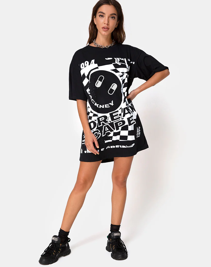 Sunny Kiss Tee in Black with White Dream Scape - Image 3