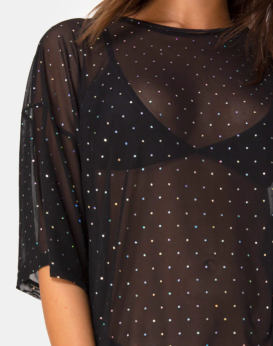 Sunny Kiss Tee in Crystal Net Black - Image 5