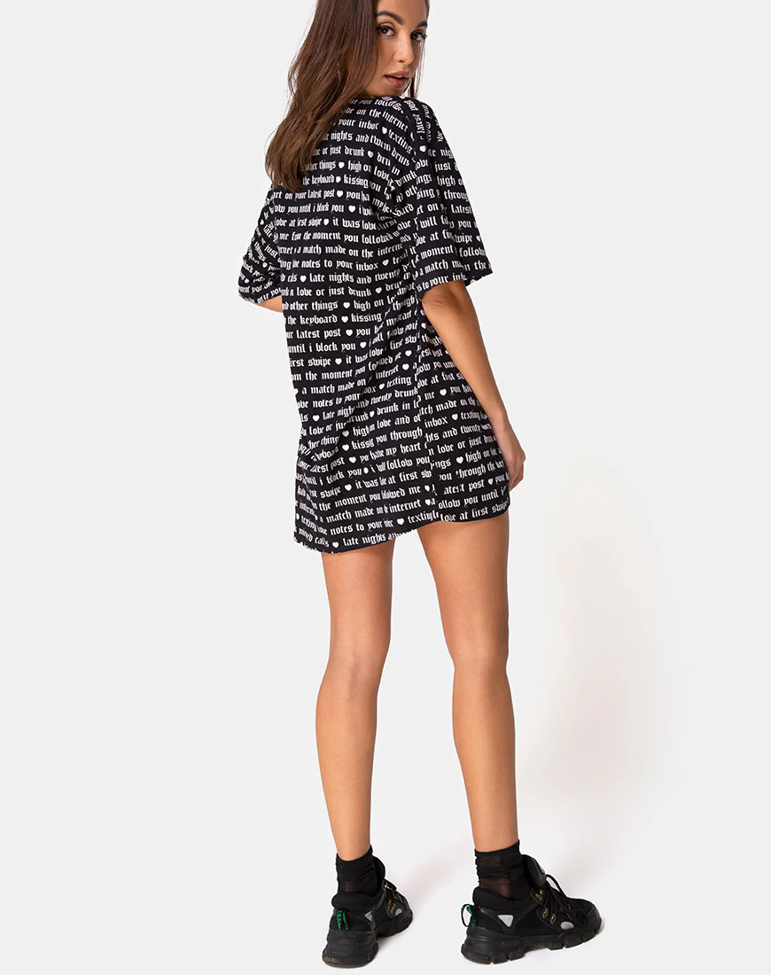 Sunny Kiss Tee in Black with Love At First Swipe Print - Image 4