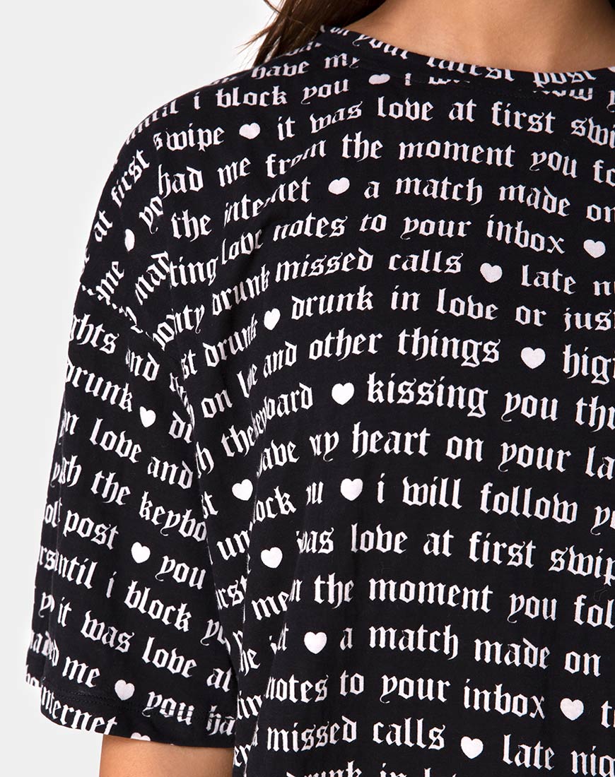 Sunny Kiss Tee in Black with Love At First Swipe Print - Image 5