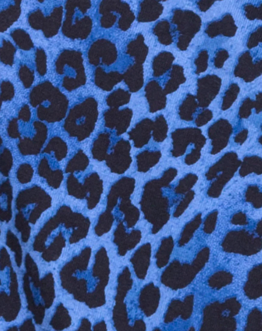 Sunny Kiss Oversize Tee in Leopard Royal Blue - Image 5