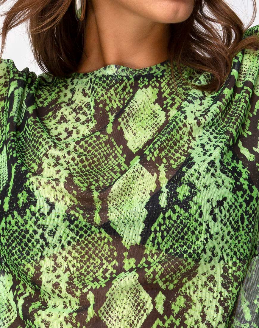 Sunny Kiss Oversize Tee in Slime Lime Snake Mesh - Image 5