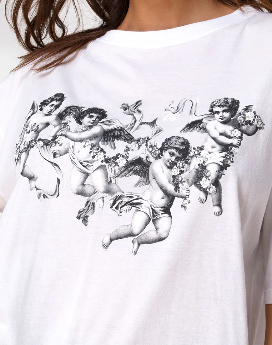 Sunny Kiss Tee in White with Cherub - Image 5