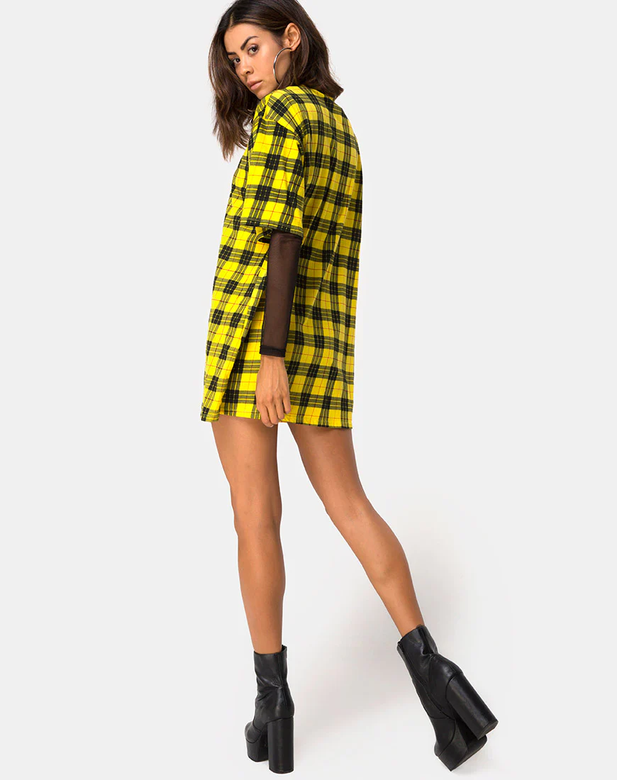 Sunny Kiss Dress in Winter Plaid Yellow - Image 4