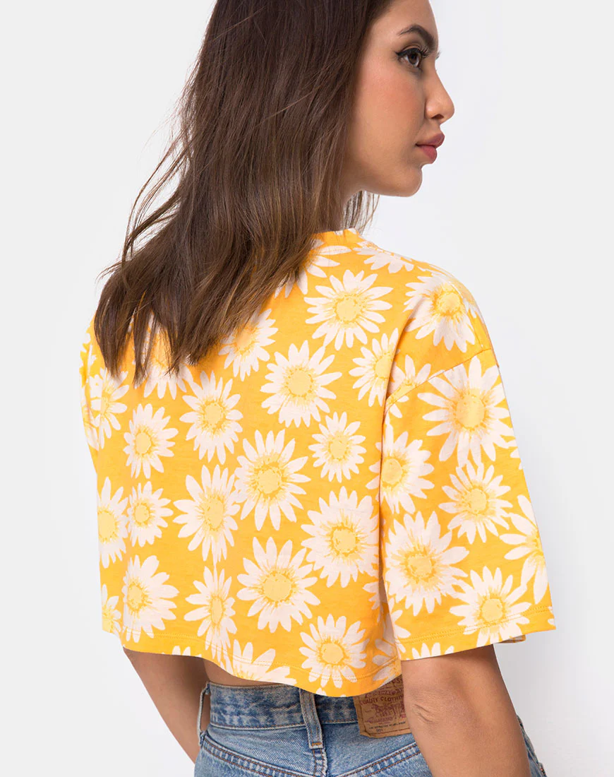 Super Crop Tee in Sunkissed Floral Yellow - Image 2
