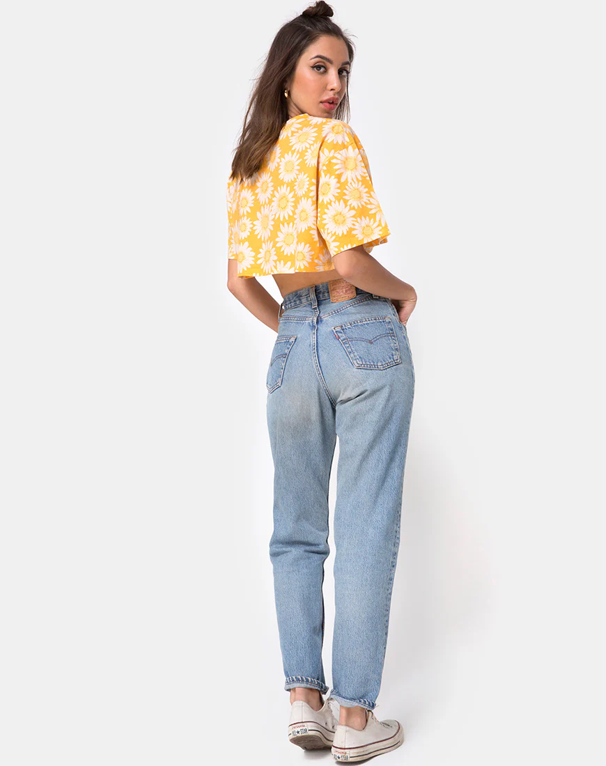 Super Crop Tee in Sunkissed Floral Yellow - Image 4