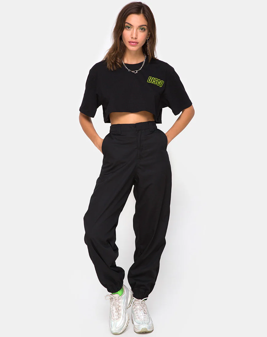 Super Cropped Black Tee in Disco Embro - Image 5
