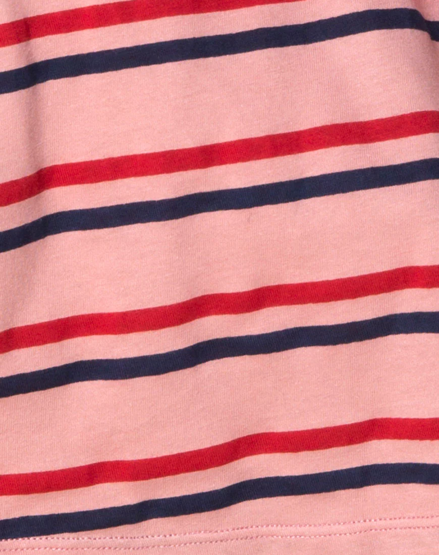 Super Cropped Tee in 70's Stripe Pink Horizontal - Image 5