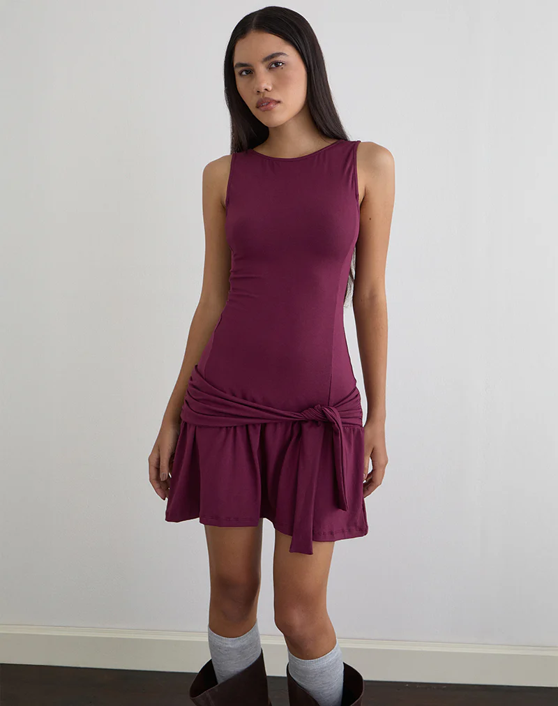 Supriati Mini Dress in Rayon Jersey Deep Purple - Image 3
