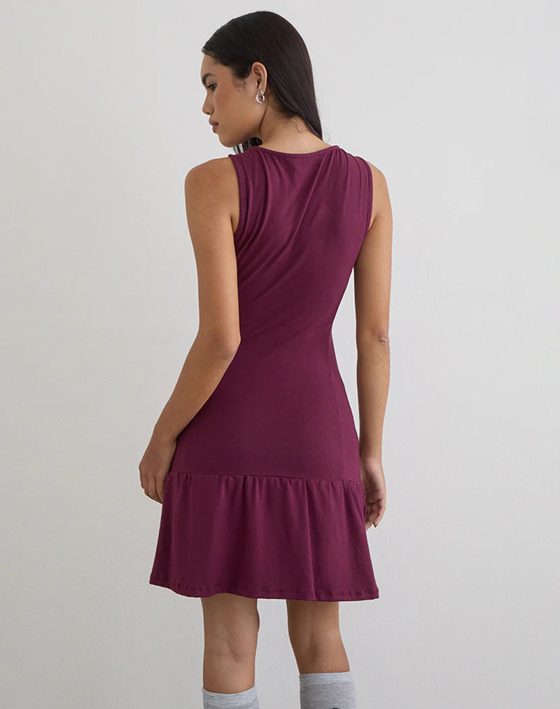 Supriati Mini Dress in Rayon Jersey Deep Purple - Image 4