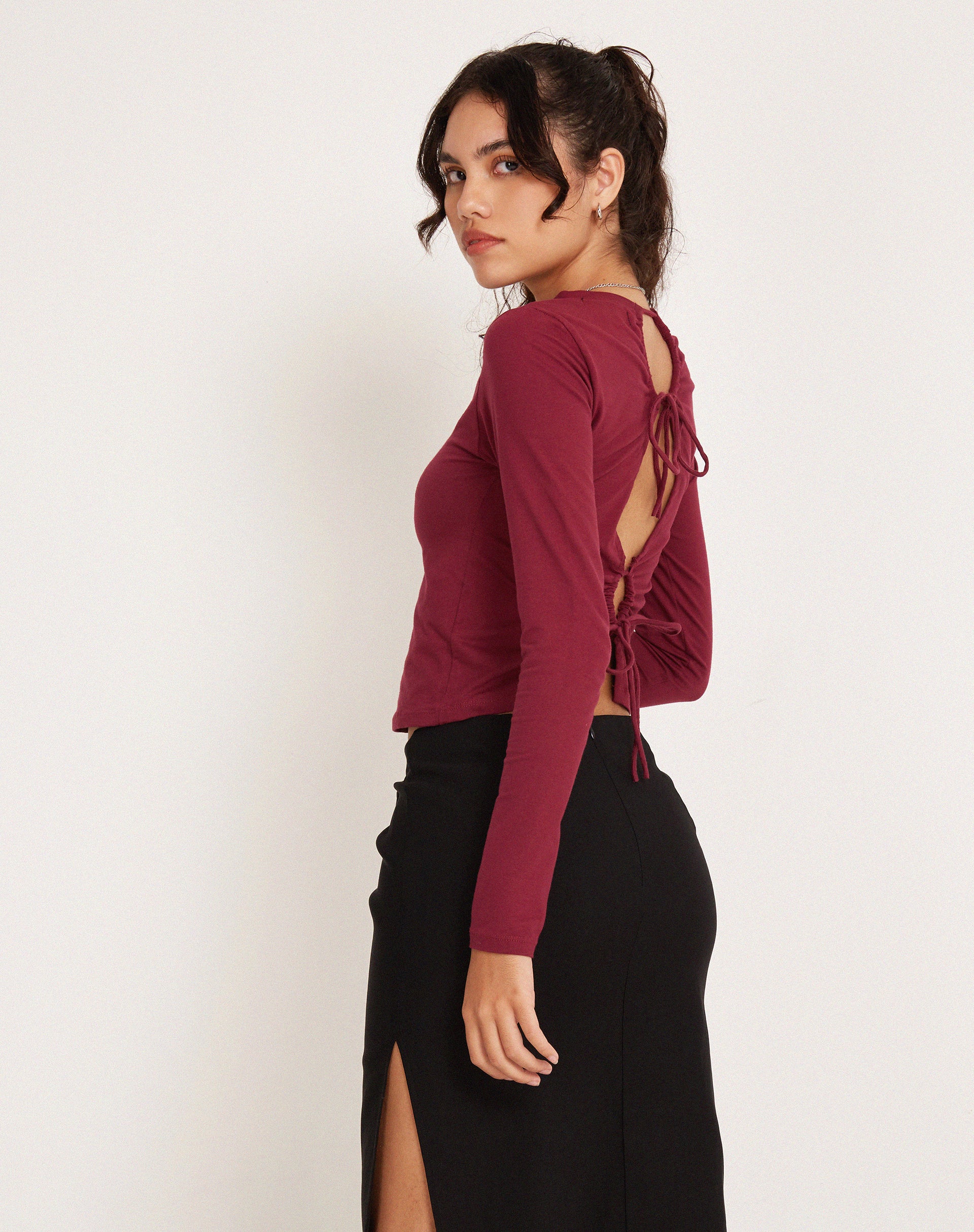 Suratmi Long Sleeve Top in Plum - Image 4