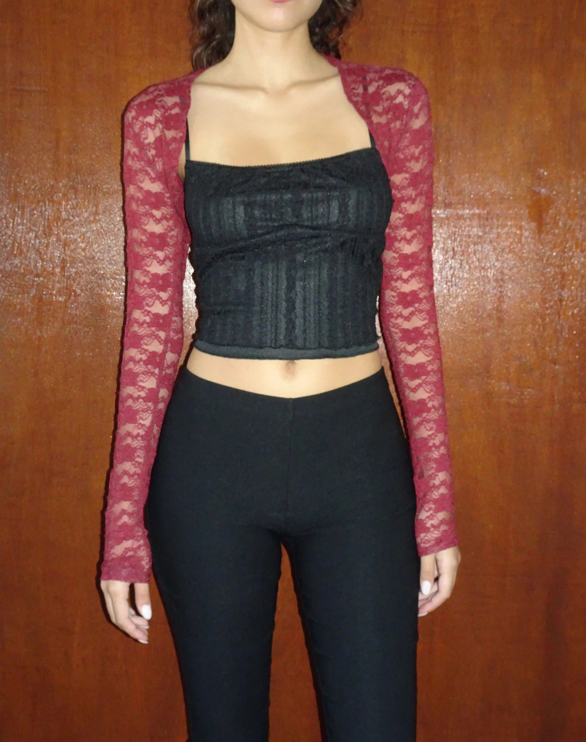 Suri Lace Shrug in Maroon - Image 3