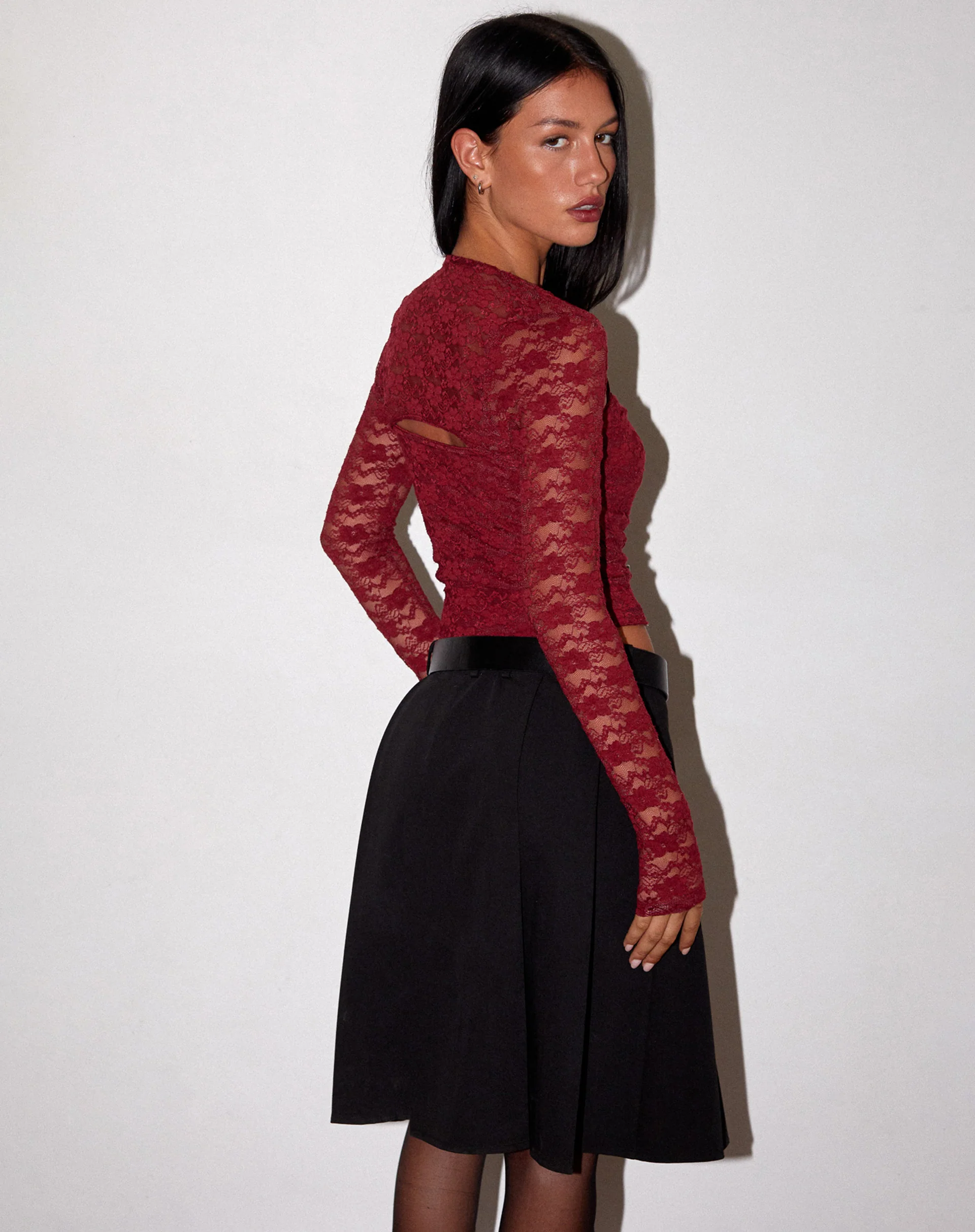Suri Lace Shrug in Maroon - Image 4