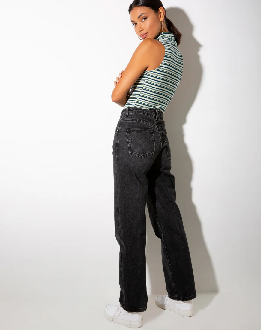 Suri Top in Dark Green Light Green and White - Image 4