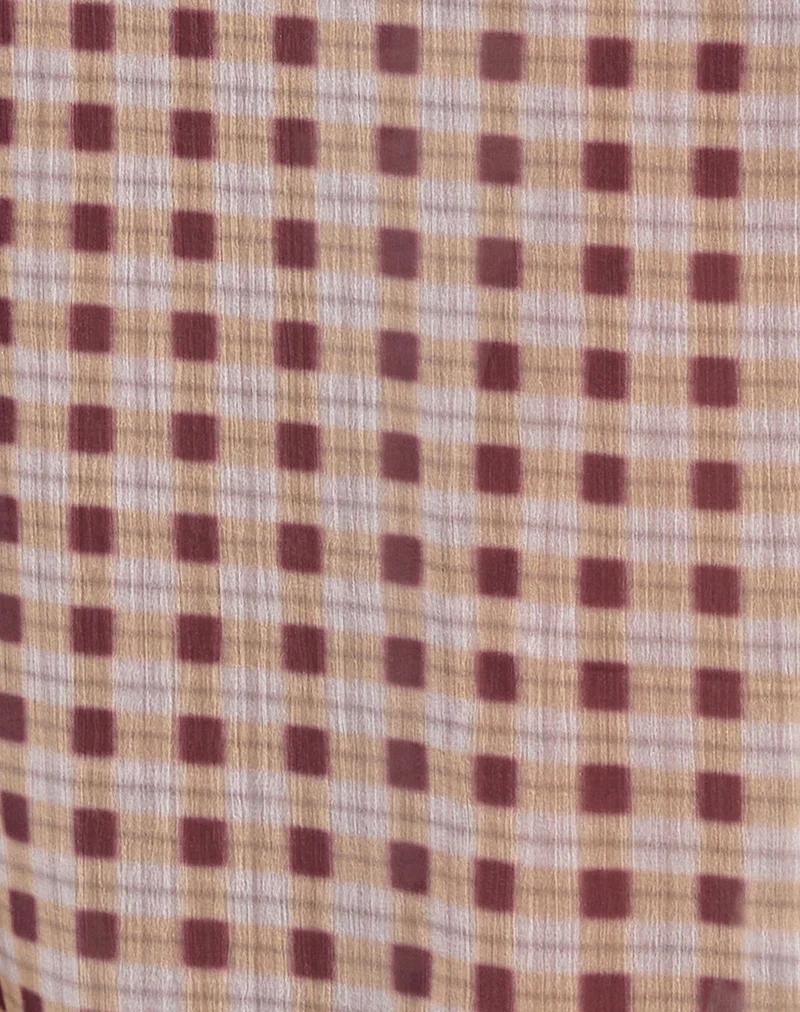 Surina Maxi Skirt in Chiffon Blurred Check Peach - Image 6