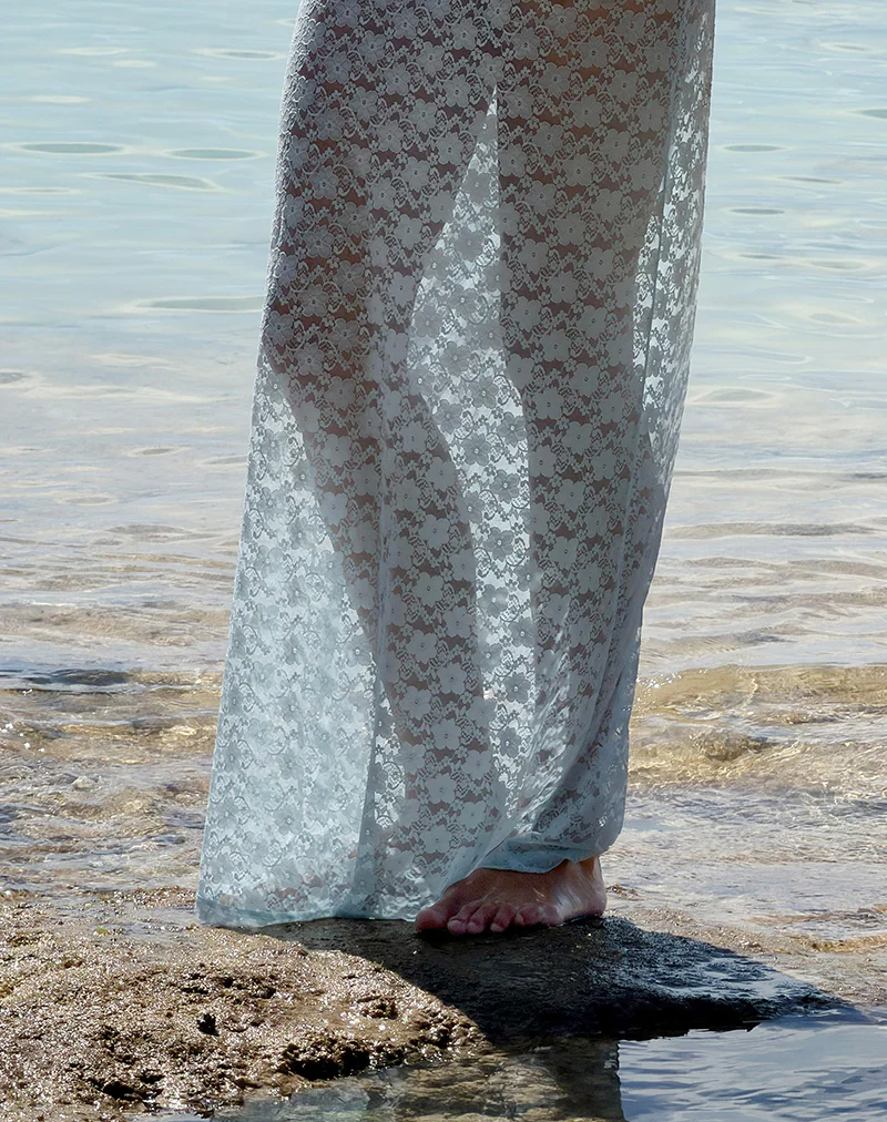Surina Maxi Skirt in Lace Turquoise - Image 4