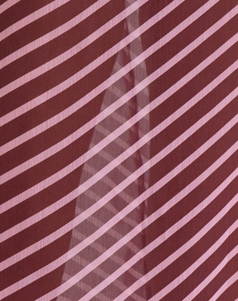 Surina Maxi Skirt in Tilted Stripe Chiffon Pink and Burgundy - Image 5