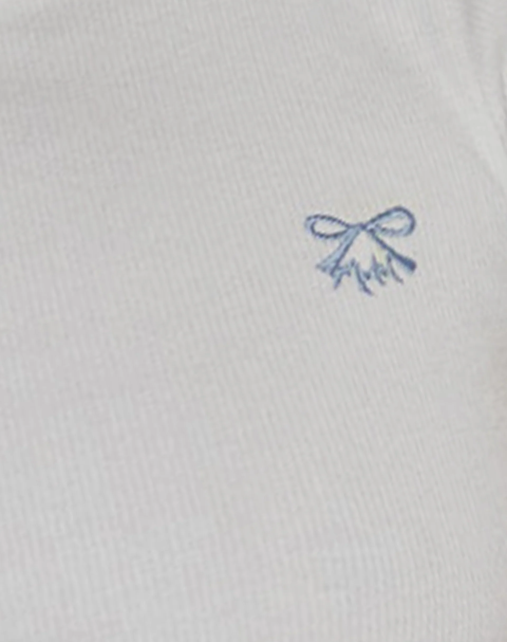 Suti Ribbed Baby Tee in Off White with Blue Bow M Embroidery - Image 6