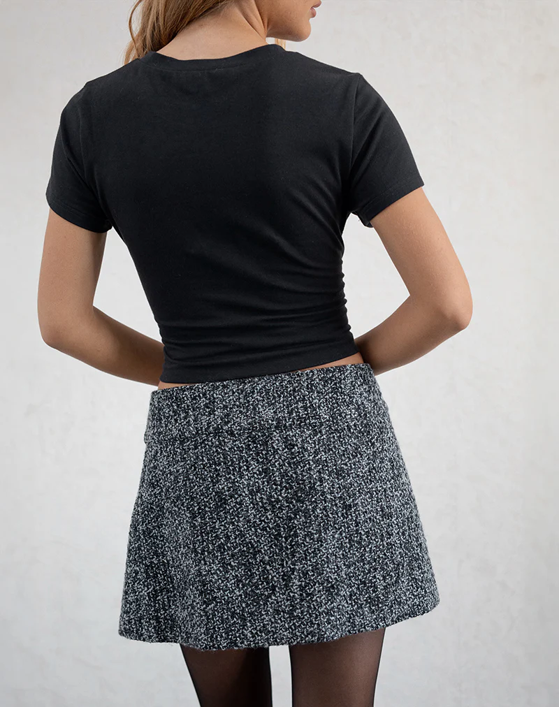 Sutin Baby Tee in Black with Cocktail Glass Hotfix - Image 5