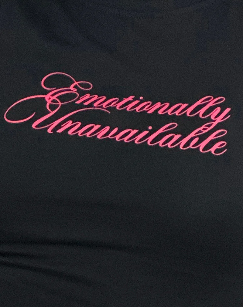 Sutin Tee in Black with Emotionally Unavailable Print - Image 6