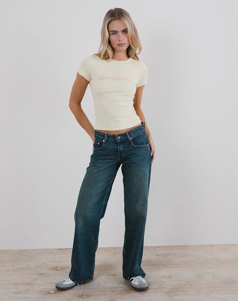 Sutin Tee in Buttermilk with Dear Darlings Print - Image 3
