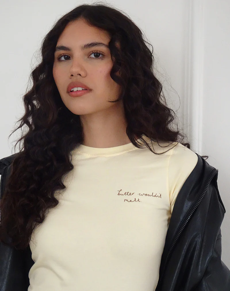 Sutin Tee in Buttermilk with Butter Wouldn't Melt Motif - Image 5