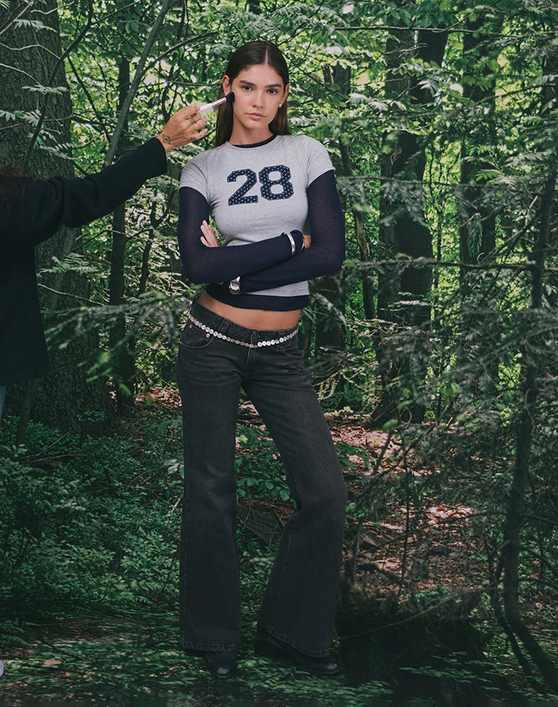 Sutin Tee in Grey Marl with Polka Embroidery - Image 2