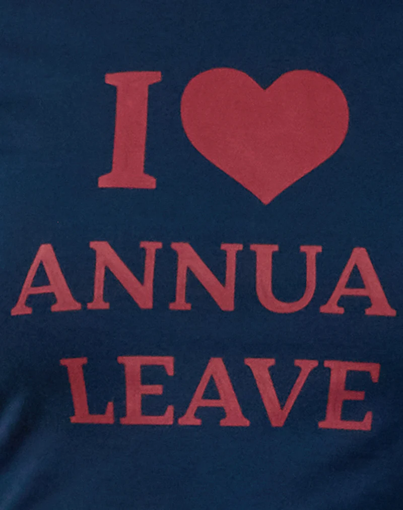 Sutin Tee in Navy with Red I Love Annual Leave Graphic - Image 7