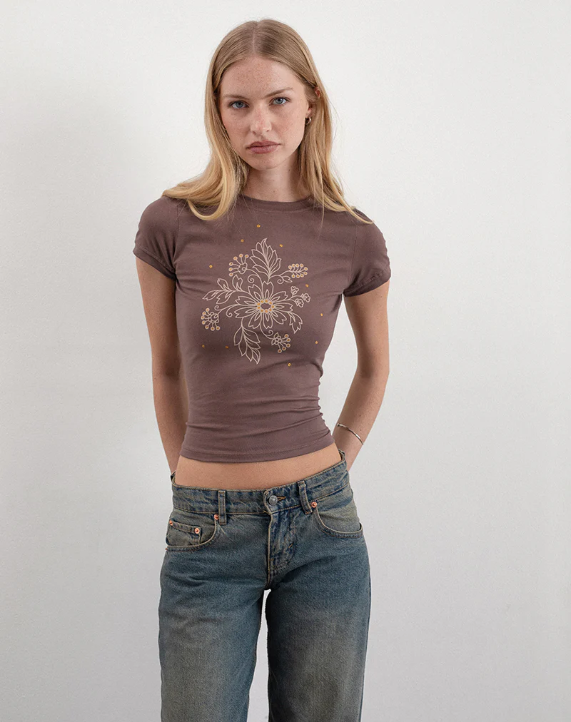 Sutin Tee in Nutmeg Floral Sequin - Image 4