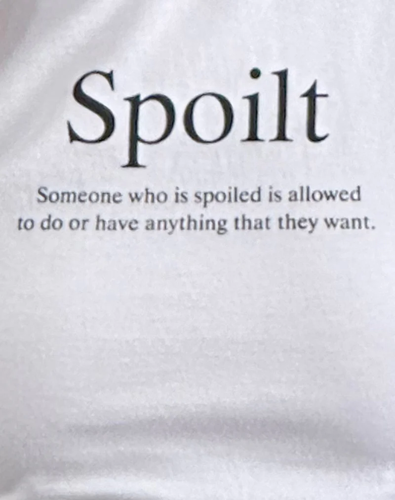Sutin Baby Tee in White with Spoilt Slogan - Image 6
