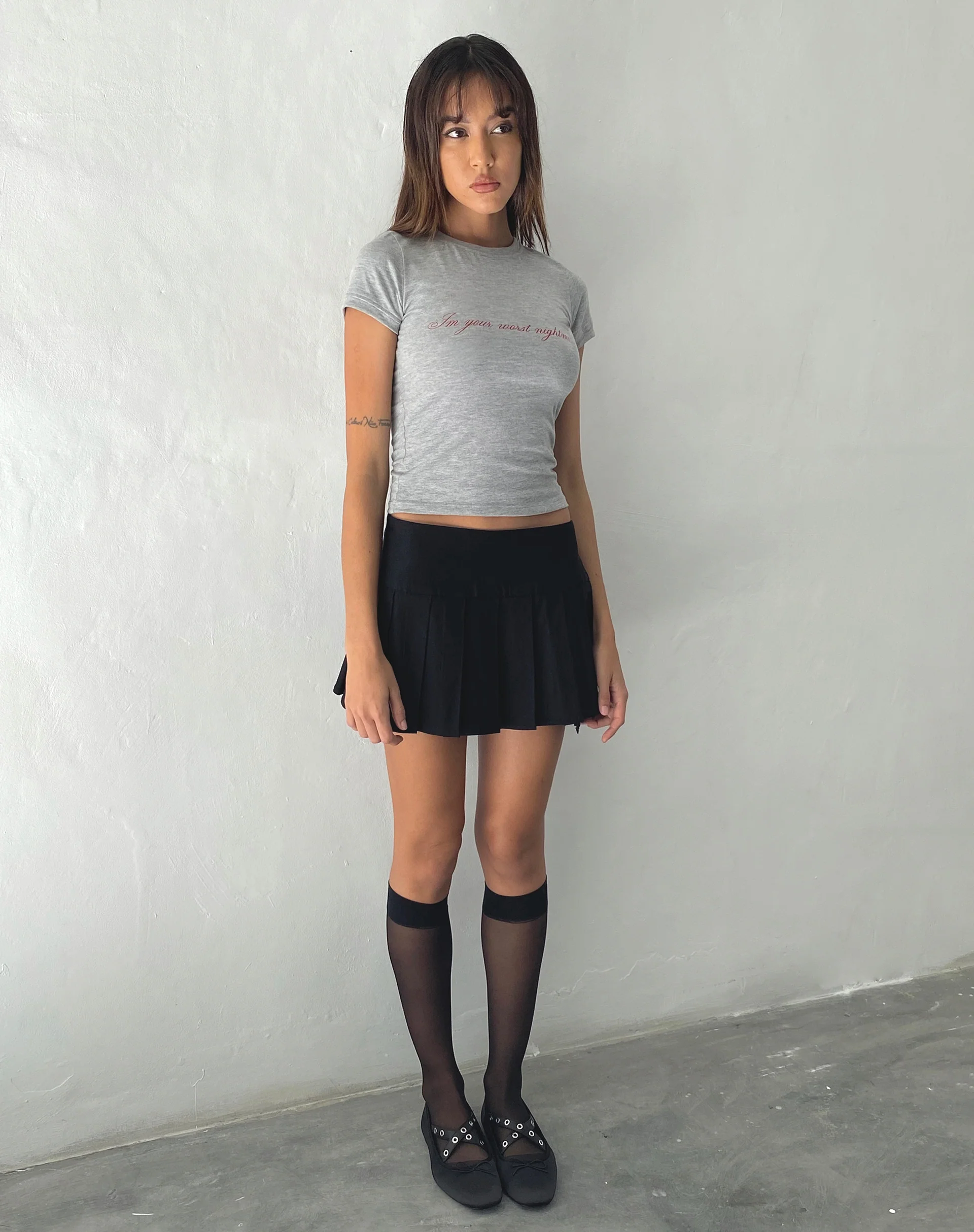 Sutin Tee in Grey Marl with Worst Nightmare Graphic - Image 2