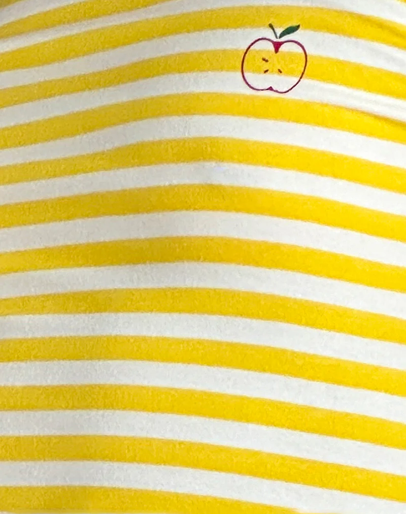 Sutin Tee in Yellow with White Stripe Apple Print - Image 6