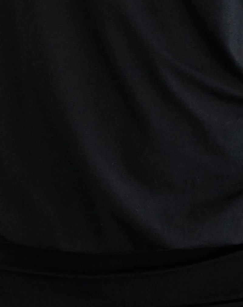 Sybe Cut Batwing Sleeve Mini Dress in Black - Image 6