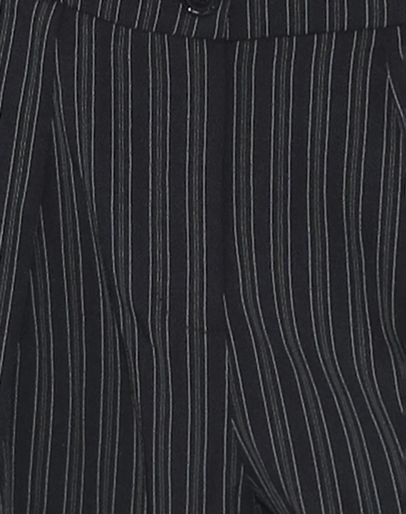 Syra Pleated Trousers in Pinstripe Black - Image 7