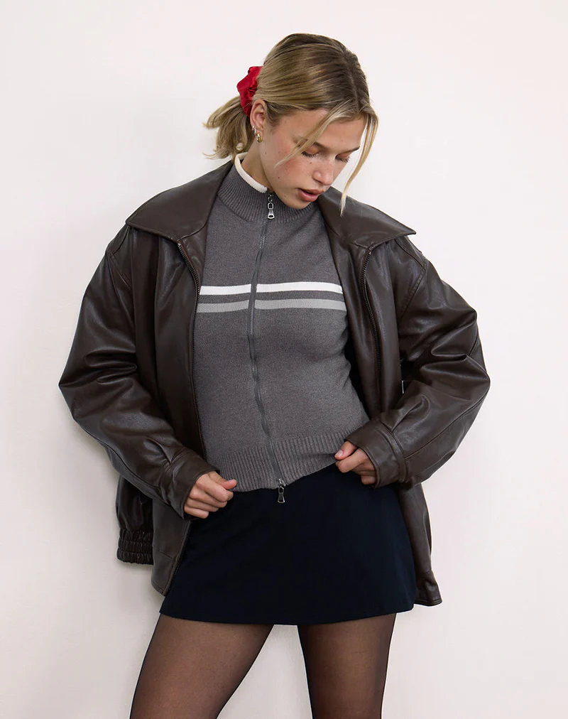 Tabeya Sleeveless Knit Jacket in Grey - Image 2
