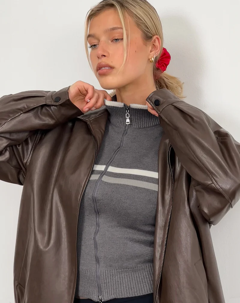 Tabeya Sleeveless Knit Jacket in Grey - Image 5
