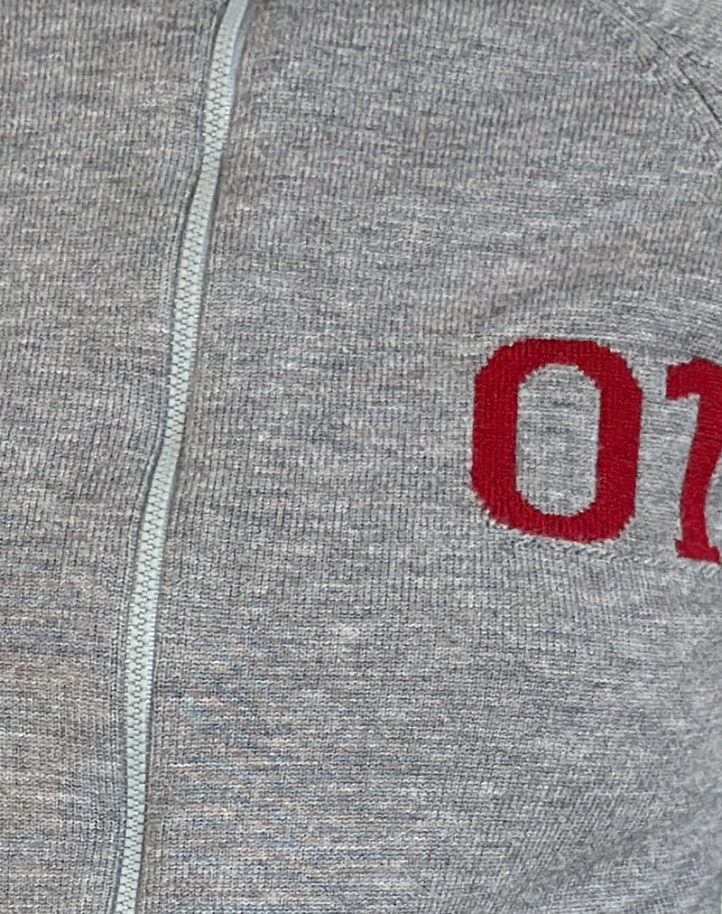 Tacita Zip Through Jacket in Grey with Red Motif - Image 6